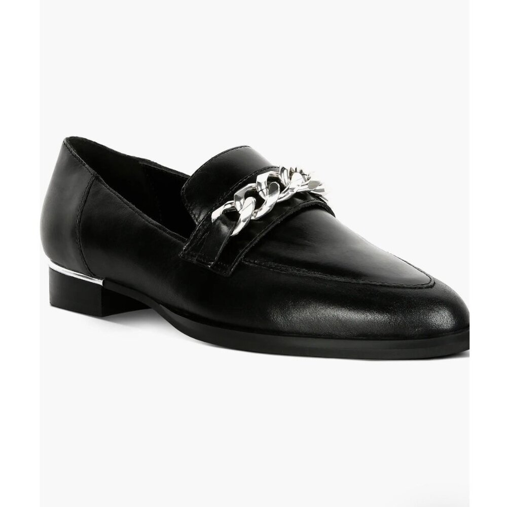 Rag &‎ Co Pola Chain Bit Black Loafers Leather Shoes Womens Size 9 Office Sleek